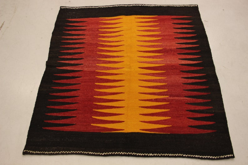 Alfombra kilim geométrica de 3.4x3.2 pies, alfombra kilim grande, alfombra kilim vintage hecha a mano, alfombra kilim turca, alfombra kilim dormitorio, alfombra kilim étnica MYK-571 imagen 2