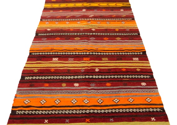 古いヴィンテージキリムラグ、8.2 x 3.6フィート、250 x 110 cm