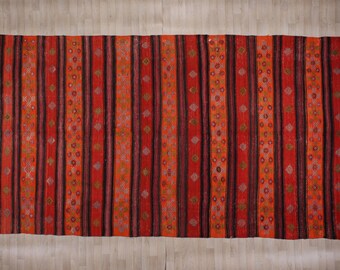 12x6.2 ft Large Kilim Rug, Color Ful Kilim Rug, Vintage Turkish Kilim Rug, Artec Rug, Ethnic Kilim Rug, Oushak Kilim Rug,  MYK-1420