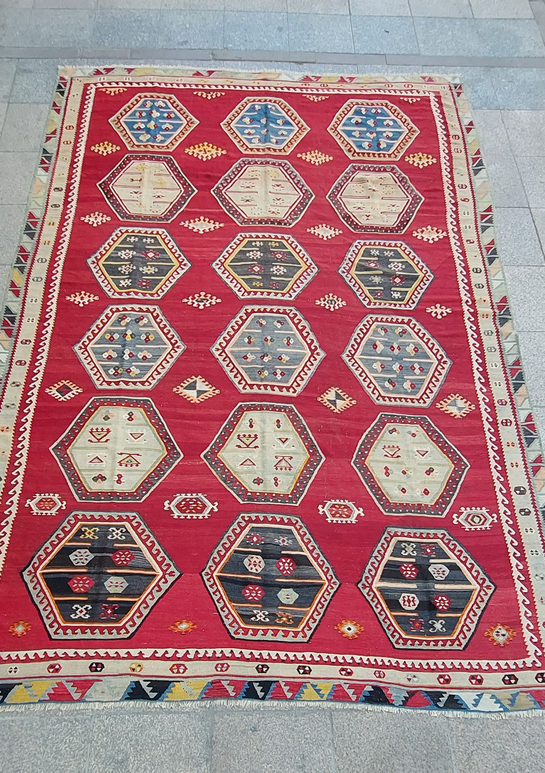54×99 Kilim  ViNTAGE TURKiSH RUG Rusted Orange Kilim Rug, Vintage Turkish Kilim Rug, 146