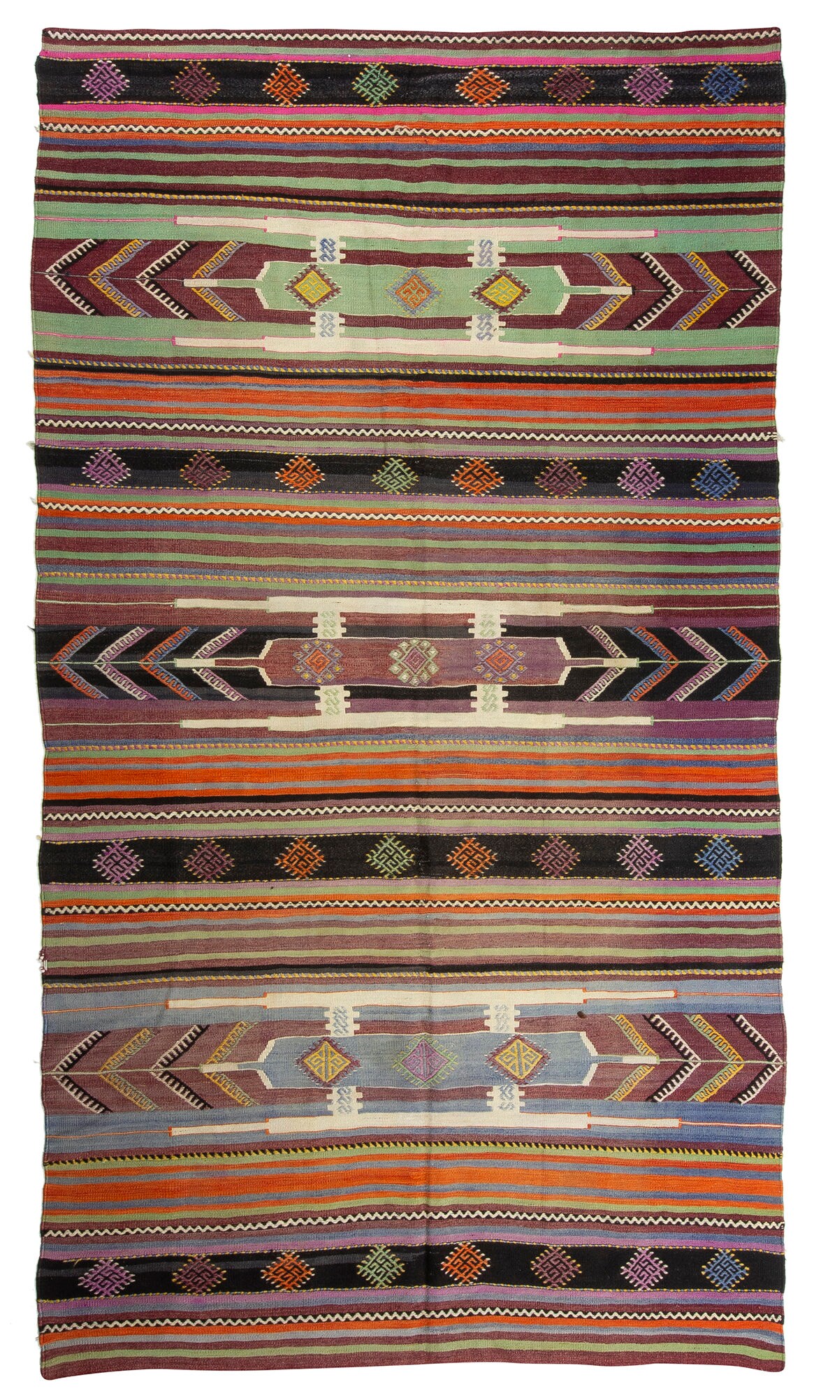 10.4x5.8フィート、317 x 177 cm、オールドヴィンテージキリムラグ