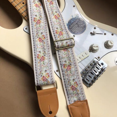 Floral Guitar Strap for All Sizes Embroidered Flower Guitar Etsy