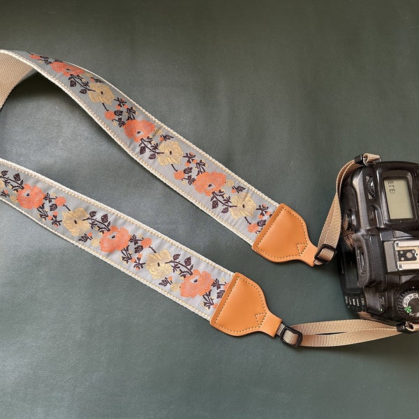 Floral Camera Strap, Soft Cotton Fabric Strap for Camera, Neck/ Shoulder Strap for All DSLR-Camera, Gift for Photographers