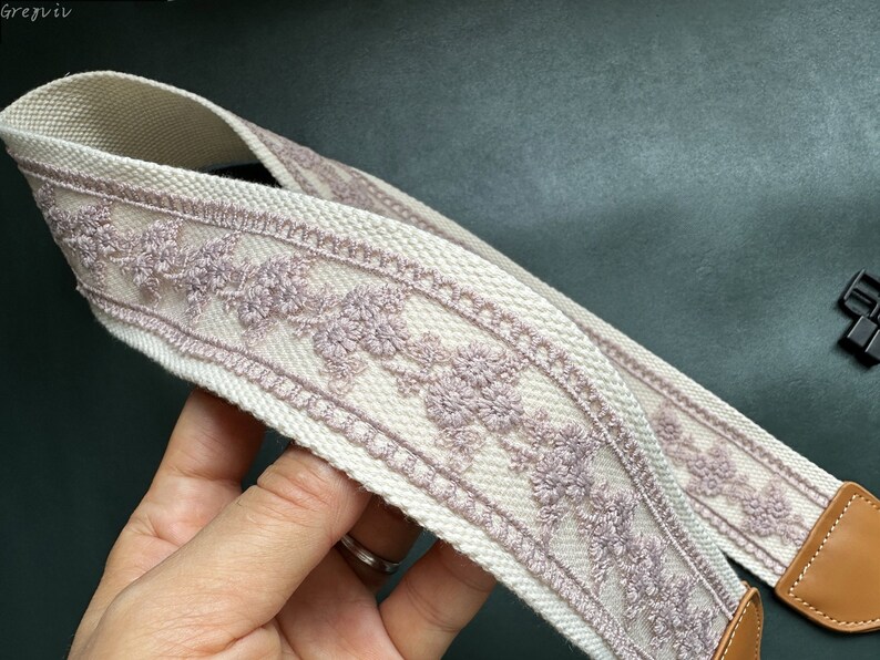 Dainty Purple Lace Camera Strap, Handmade Camera Strap, Shoulder Strap for All DSLR-camera, Gift for Photographers image 3
