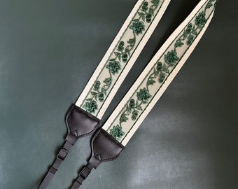 Green Lace Camera Strap, Handmade Strap for Camera, Shoulder Strap for All DSLR-camera, Gift for Photographers