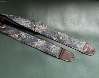 The Jade Hare Guitar Strap, Handmade Guitar Strap, Shoulder Strap for Guitars of All Sizes, Soft Cotton Guitar Strap, Gift for Guitar Player