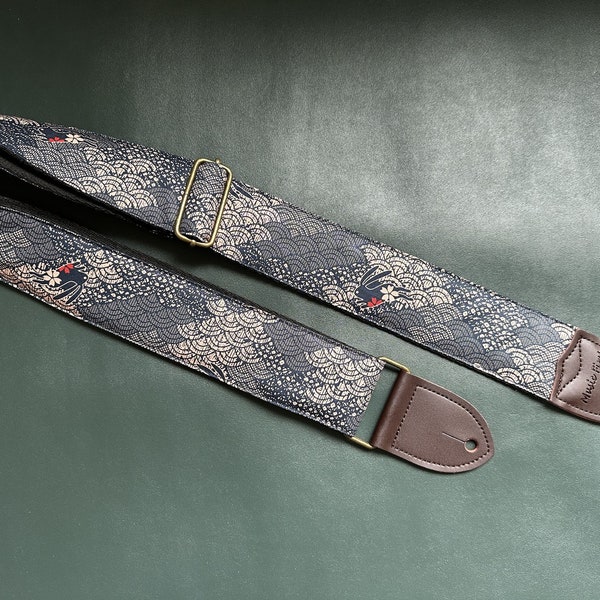 The Jade Hare Guitar Strap, Handmade Guitar Strap, Shoulder Strap for Guitars of All Sizes, Soft Cotton Guitar Strap, Gift for Guitar Player