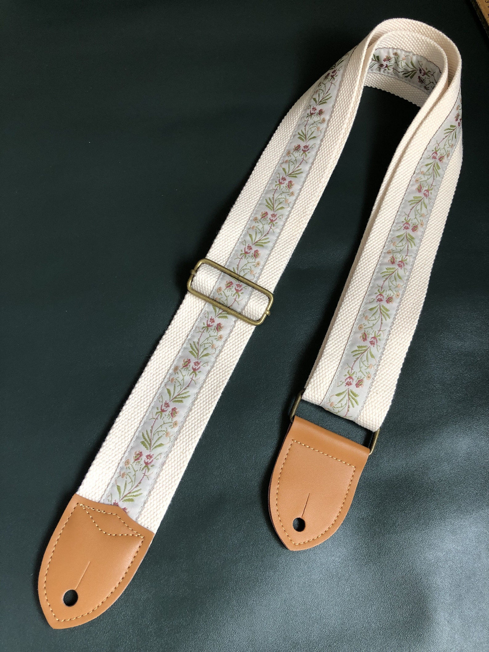 Floral Guitar Strap Embroidered Guitar Strap Handmade Bass Etsy