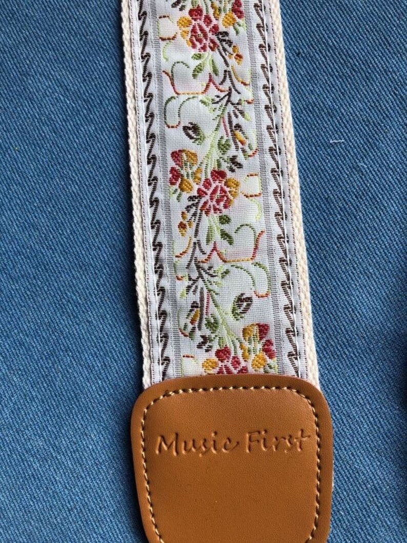 Embroidered Flower Guitar Strap Cute Handmade Guitar Strap - Etsy