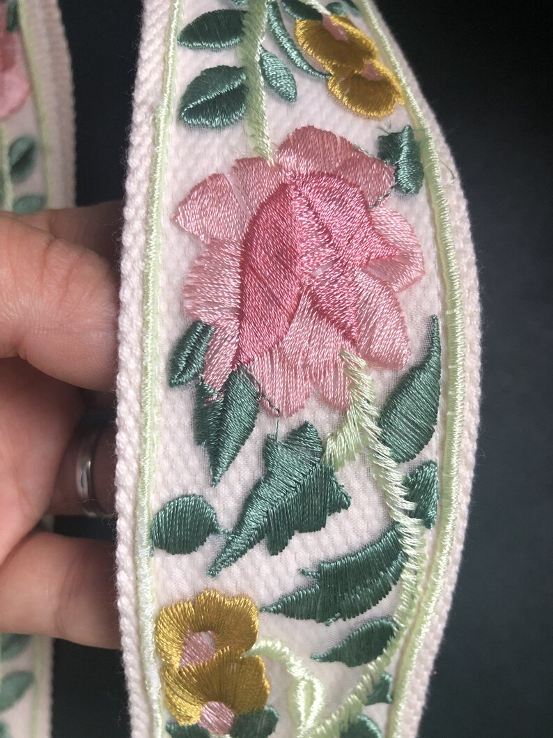 Flower Guitar Strap Embroidered Gauze Guitar Strap Handmade Etsy