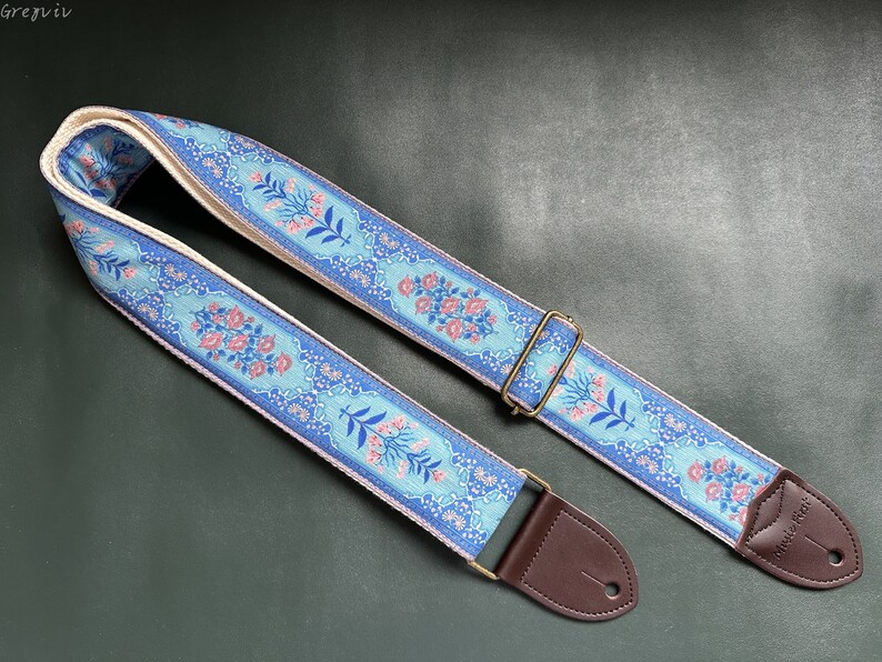 Floral Guitar Strap Vintage Style Guitar Strap Handmade Etsy