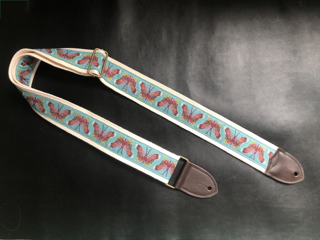 Butterfly Guitar Strap Fine Embroidered Guitar Strap Etsy