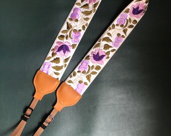 Embroidered Camera Strap, Handmade Camera Strap, Neck Strap for All DSLR-camera, Gift for Photographers, Widened Camera Strap