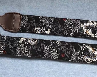 Dragon Guitar Strap - Handmade Guitar Strap Japanese - Guitar Strap Dragon - Guitar Strap Leather Pattern -Guitar Strap Gift for Music Lover