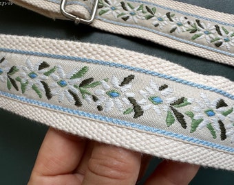 Floral Ukulele Strap, Soft Cotton Strap, Handmade Strap for Small Guitars, Children's Guitar Strap, Gift for Ukulele Players