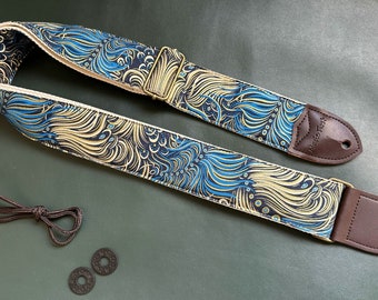 Unique Pattern Guitar Strap, Soft Cotton Guitar Strap, Shoulder Strap for Guitars of All Sizes, Handmade Guitar Strap, Gift for Musician