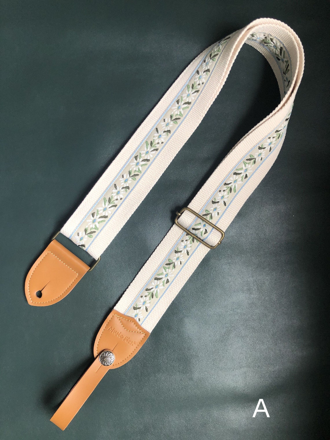 Floral Guitar Strap for All Sizes Embroidered Flower Guitar Etsy