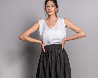 Linen Crop Top and Skirt Set: Boho Summer Two Piece Outfit ,women out fit