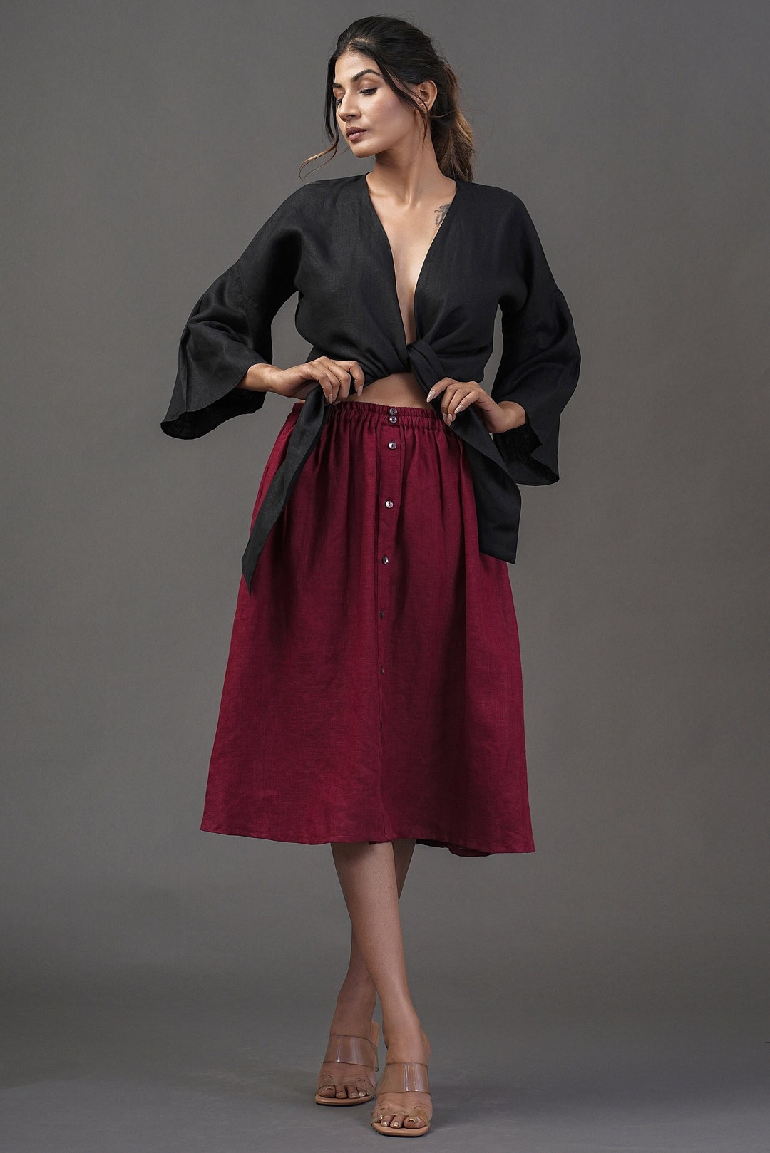 Primrose Tie Neck Linen Blouse