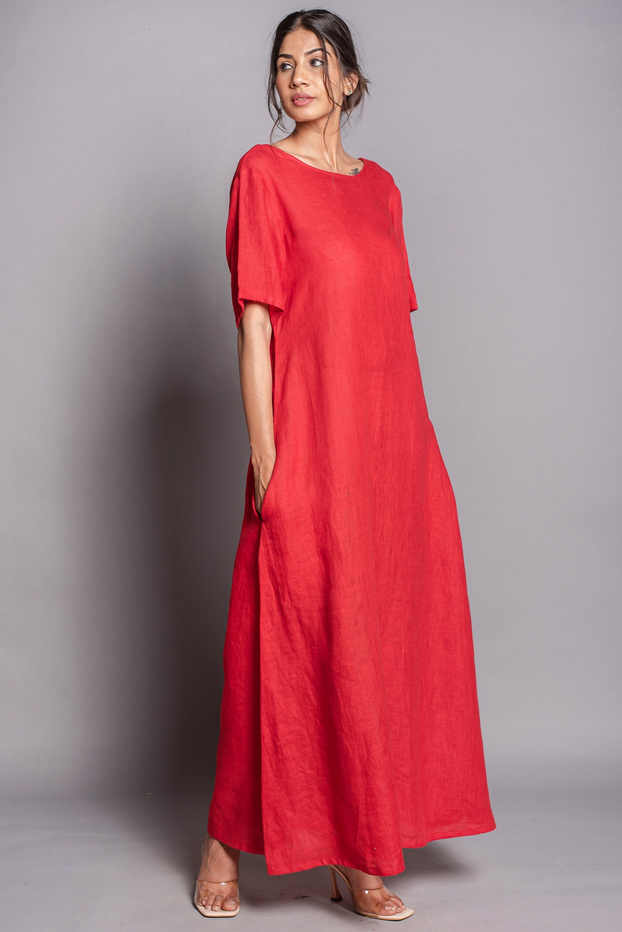 red plus size a-line dress Alllist Chiffon Women Dresses Long Plus Size Evening Gown Solid Red Side Slit A-Line for Women, Women's, Size: Large