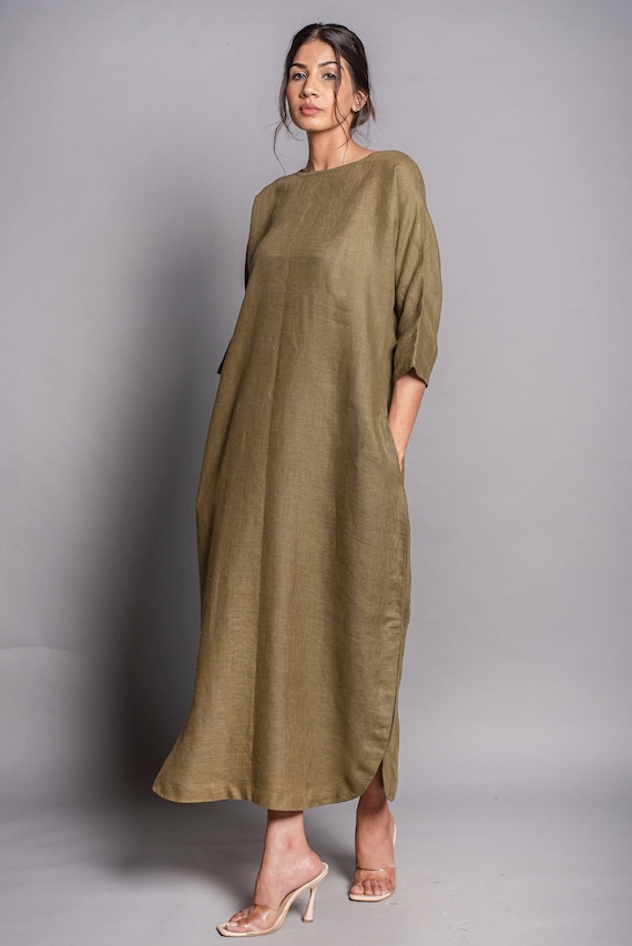 chinese dress ladies SMIDOW Women s Plus Size Cotton Linen Summer Dress Casual V-Neck Solid  Short Sleeve Button Pocket T-Shirt Dress at Amazon Women's Clothing store main image 1