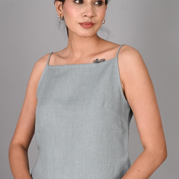 Handmade Linen Maxi Dress: Sleeveless Summer Casual Dress, linen clothing