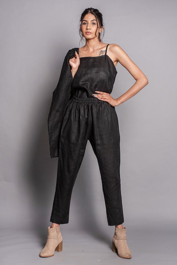 3-Piece Linen Lounge wear Set: Tank, Shirt & Pants, gift for her, women clothing