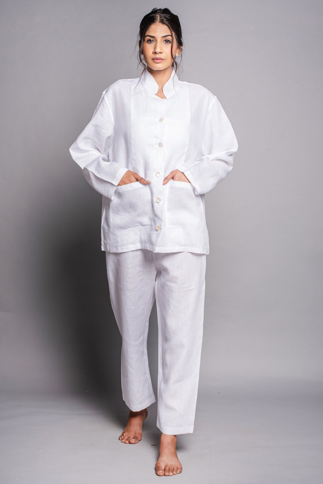 White lining Printed Soft Cotton Pajama For Women