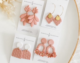 Dusty Rose Collection | POLYMER CLAY EARRING | Handmade Statement Dangle Earrings