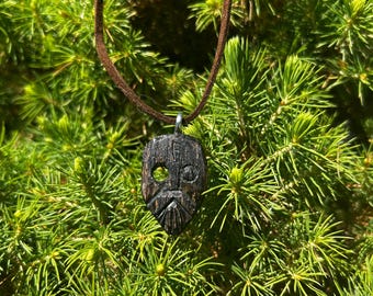 Odin Mask pendant bog wood oak necklace jewellery