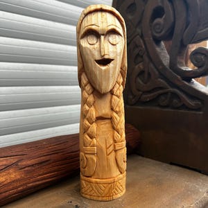Freyja Handmade Wooden Freyja Statue - Norse Goddess Altar Decor