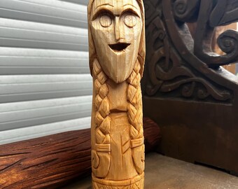 Freyja Handmade Wooden Freyja Statue - Norse Goddess Altar Decor