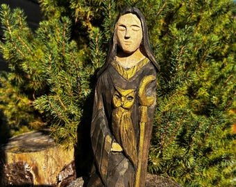 Hekate Wood Figurine: Goddess of Magic Art