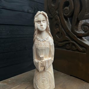 Freyja Handmade Wooden Freyja Statue - Norse Goddess Altar Decor