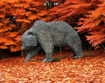 bear Handmade Wood Bear Figurine: Rustic Spirit Animal Art