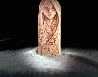 Eir Goddess of Healing ,spirit , health protection,mercy( wood art figurine paganism spiritualism )