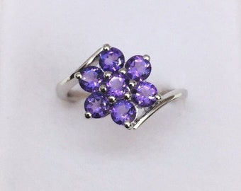 Natürlicher Amethyst Ring, Sterling Silber Ehering, 14 k Gold Over Amethyst Ring, Lila Amethyst Ring, Handgemachter Amethyst Jahrestag Ring
