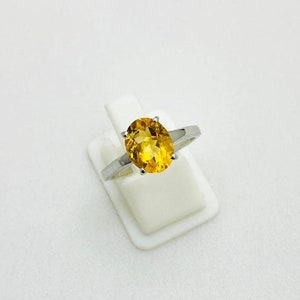 Citrine Ring, 925 Sterling Silver Citrine Ring, Silver Ring, Dainty Citrine Engagement Ring, Yellow Stone Ring, Handmade Ring, Art Deco Ring