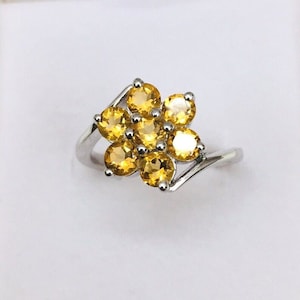 Natural Citrine Ring, 14k Solid Gold Citrine Engagement Ring, Unique Wedding Ring, Birthstone Citrine Ring, Citrine Jewelry, Yellow Gemstone
