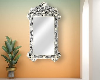 Handmade bone Inlay Floral Pattern Mirror Frame whit Complementary Mirror for home and office