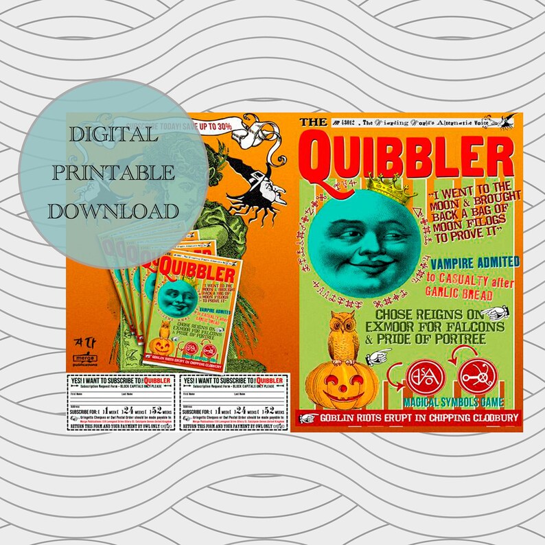 The Quibbler Printable Card Magic Newspaper Digital Card Christmas Card 