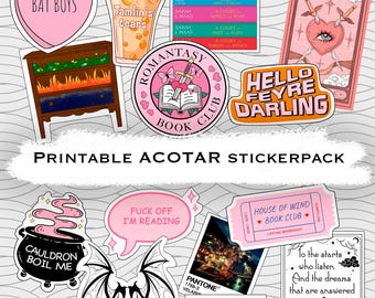 A Court Of Thorns And Roses Printable Stickers ACOTAR Stickers Digital Kindle Stickers Stickerpack MP9001