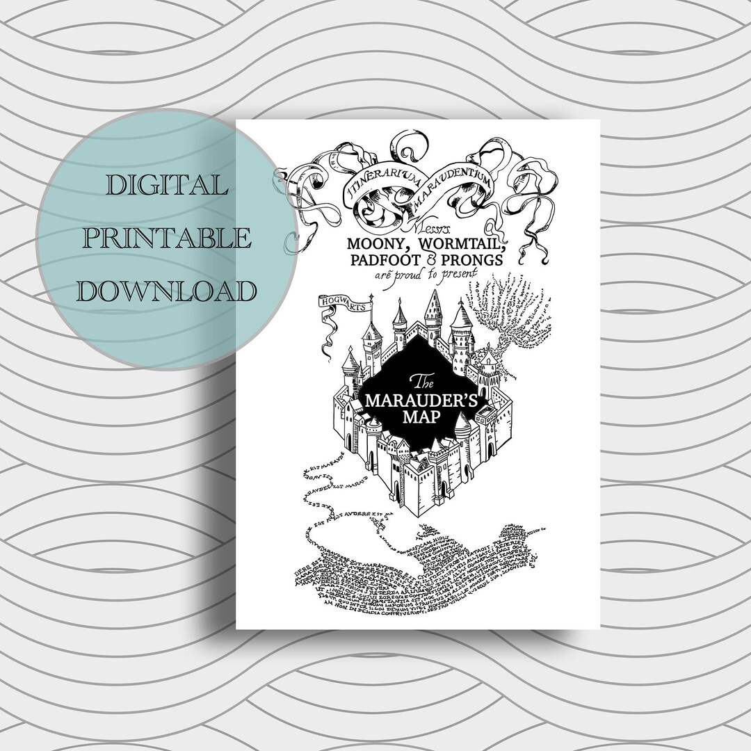Marauders Map Printable Instant Download Digital Card Marauders Map ...
