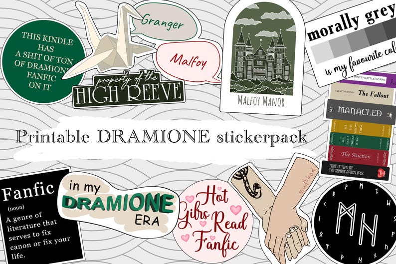 Fanfic Stickers Dramione Stickers Printable Manacled Fanfic Dramione Digital Stickers ...