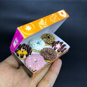 Miniature Dollhouse Handmade Box Dunkin Donuts, Krispy Kreme