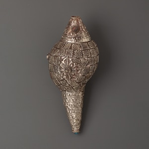 Handmade Tibetan Conch Shell | Silver-Plated with Coral & Turquoise Stones | Spiritual Sound, Ritual Ceremonies, and Meditation Practices