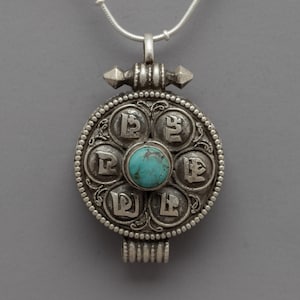 Small Silver Locket With Mantra Crafted | Turquoise Locket in Sterling Silver | Locket Locket | Gift Ideas for Her | Gifts for Teens