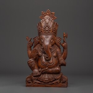 Handcrafted Wooden Ganesha Statue | Indian Elephant God Carving | Spiritual Hindu Home Decor | Ganesh Idol for Meditation and Blessings