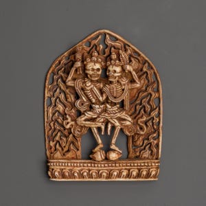 Skull Deity Sculpture | Chitipati Tantric Guardian Statue | Buffalo Bone Wrathful Protector | Tibetan Death Ritual Art for Altar or Decor