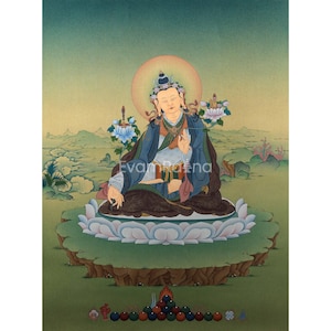 Yuthok Thangka Print | Tibetan Buddhist Master Art Of Yuthok Yontan Gonpo | Tibetan Print For Spiritual Room Decor | Enlightenment Thangka